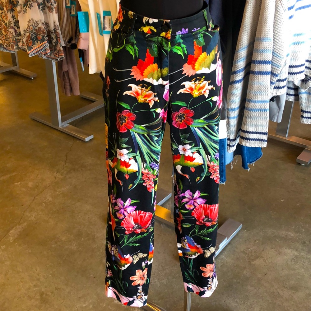 Tropical Print Cropped Cambio Cotton Pant